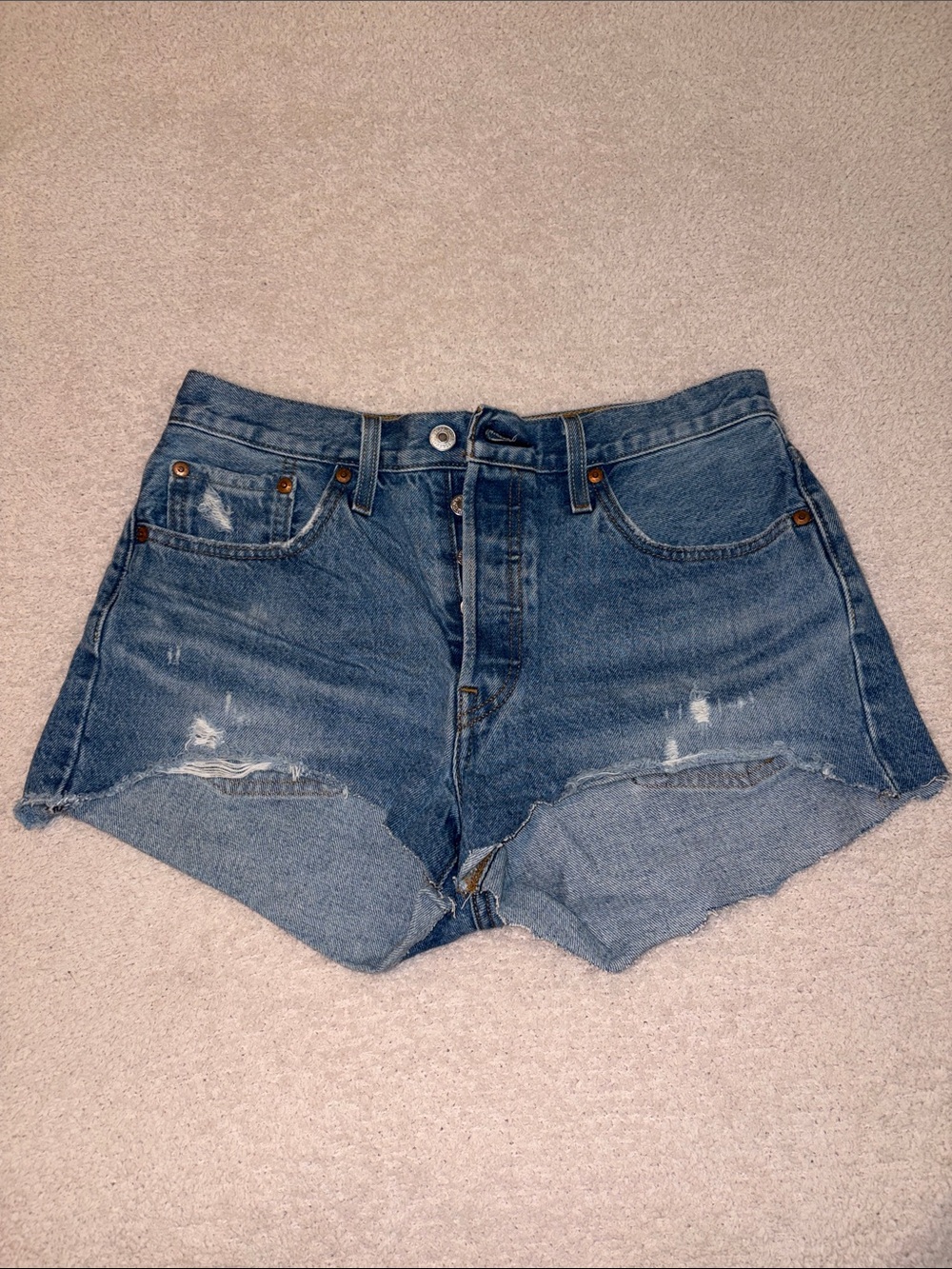Levi’s 501 High-Rise Distressed Denim Shorts